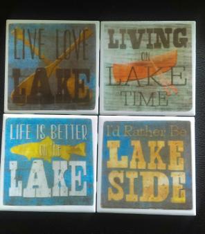 Lake Quotes Set of 4 Drink Coasters New