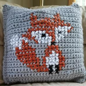 Handmade Crochet Fox Pillow