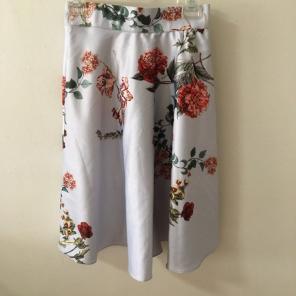 Floral Print On Gray Bubble Skirt