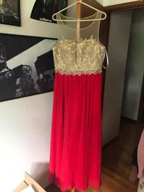 XXL beautiful red and gold prom dress