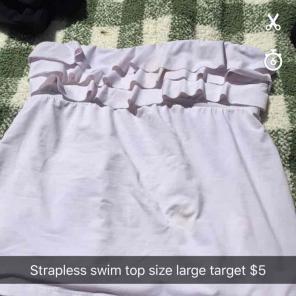 White strapless tankini swim top