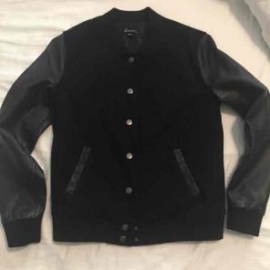 Vegan Leather+ Wool Mix Bomber Jacket