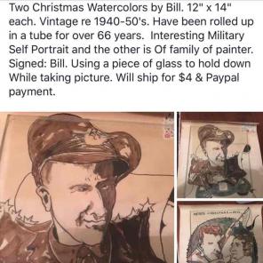 Set of 2 Watercolors WWII ERA