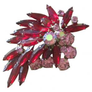 Vintage Pink & Red Stone Pin