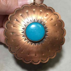 Solid Copper & Faux Turquoise Pendant