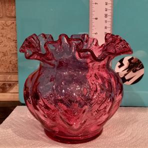 Unsigned Fenton Ruffled Cranberry Vase