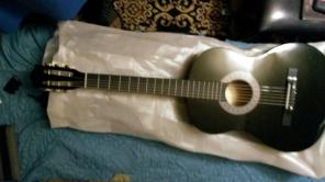 38" black acoustic starter guitar kit