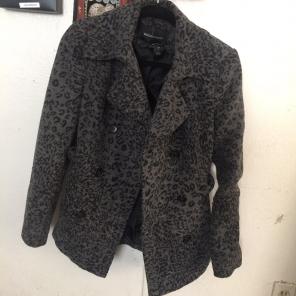 GRAY/BLACK CHEETAH PRINT PEACOAT