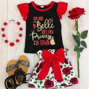 Beauty and the beast floral skirt set