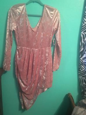 Long sleeve Blush Velvet Wrap Dress