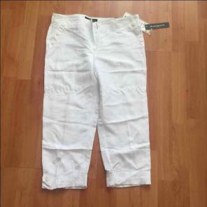White Cropped Linen Pants