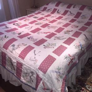 Hand Embroidered Quilt State Bird USA