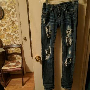 Machine destroyed jeans