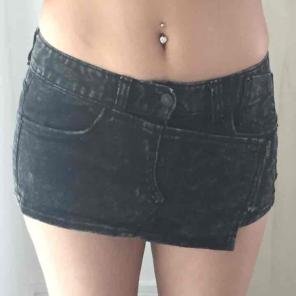 Black denim shorts skort acid wash jeans