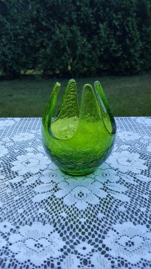 Vintage Viking crackle Glass candlehold