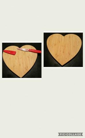 Wooden Cutting Board & Hearts Knife