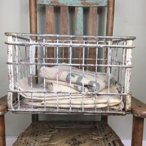 Vintage Metal Milk Crate Wire Basket