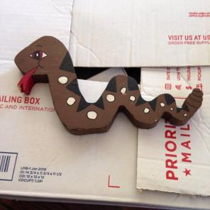 Wood Snake Cut Out Painted 8-9 Inches