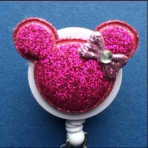 Shiny Minnie Mouse ID Badge Holder Nurse