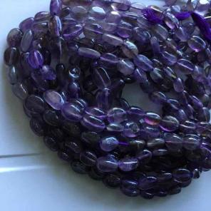 Variegated Amethyst Ovals Long Drilled