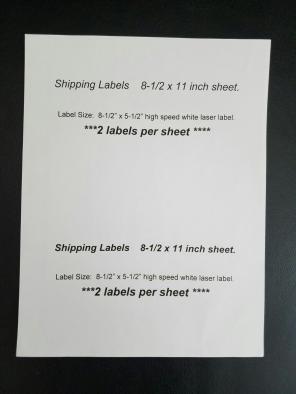 200. Shipping Labels 8.5"x5.5"