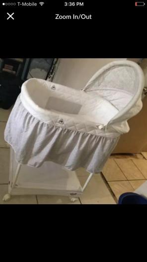 White Bassinet With Musical Mobile