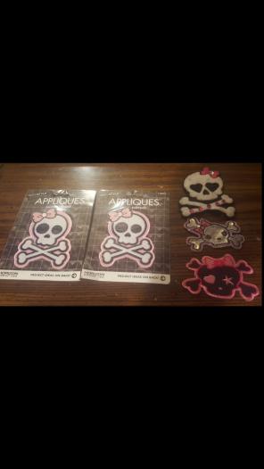 5 cute skull sew iron on appliques patch