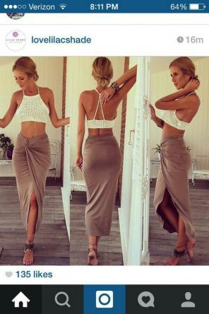 Taupe Knotted Asymmetrical Skirt