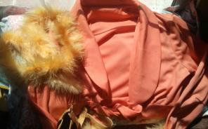 Vintage Coral Cardigan with feathers