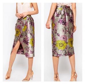 Asos Jacquard Floral Wrap Skirt