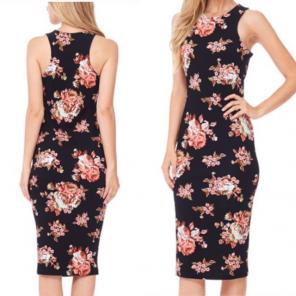 NWT Small Floral Midi Bodycon Dress