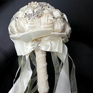 Ivory and Silver Brooch Bouquet