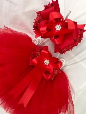 Red Infant 0-3 Mo Tutu With Bow Pin