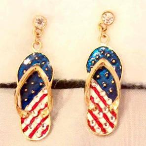 American Flag Flip Flop Earrings