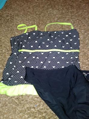 Black Green and White Bathing suit