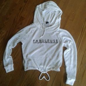Fabuleuse white crop sheer knit hoodie