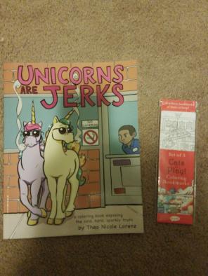 Funny Adult Coloring Book and bookmarks