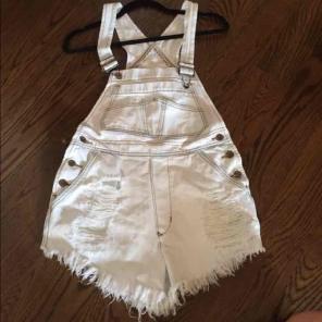 NWT LF/CARMAR white denim overalls