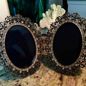 4x6 Blk enamel/rhinestone picture frames