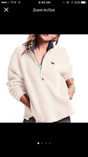 VS PINK White Sherpa Quarter Zip