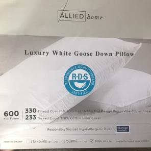 Luxury White Goose Down King Pillow New