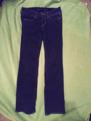 dark denim AE straight leg stretch jeans
