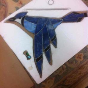 Giant StainedGlass BlueJay Flapper