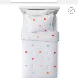 PILLOWFORT TWIN POM POM COMFORTER SET