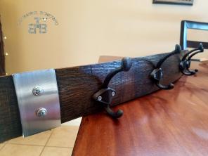 Rustic elegant wine barrel coat rack