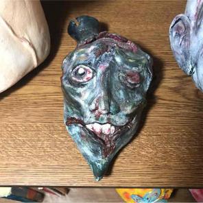 Victorian zombie clay wall hanger