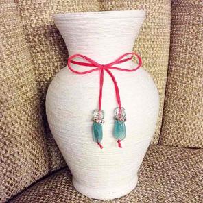 Mother's Day White twine glass vase