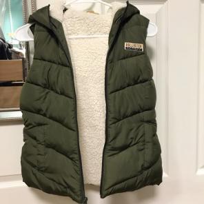 Green Fur Vest With Hood