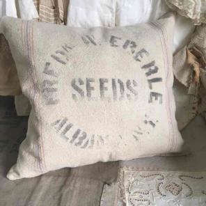 Vintage early 1900's Seed sack pillow