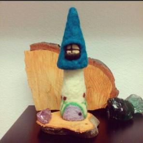 Needle felted toadstool home